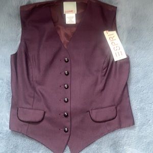 ADORABLE Vintage 90s Esprit Academia Burgundy Adjustable Vest LG NWT